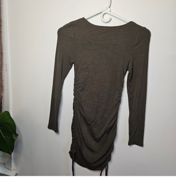 BB Dakota For Steve Madden Ruched Ribbed Long Sleeve Olive Green Mini Dress XS - Picture 6 of 11